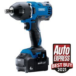 Draper D20 20V Brushless Mid-Torque Impact Wrench, 1/2", 2 x 4.0Ah Batteries, 1 x Charger, 400Nm
